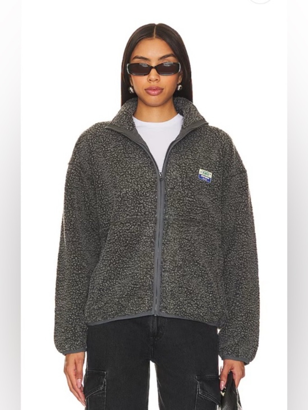 NEW American Vintage Hoktown Sherpa Fleece Zip up Jacket size XS/S charcoal